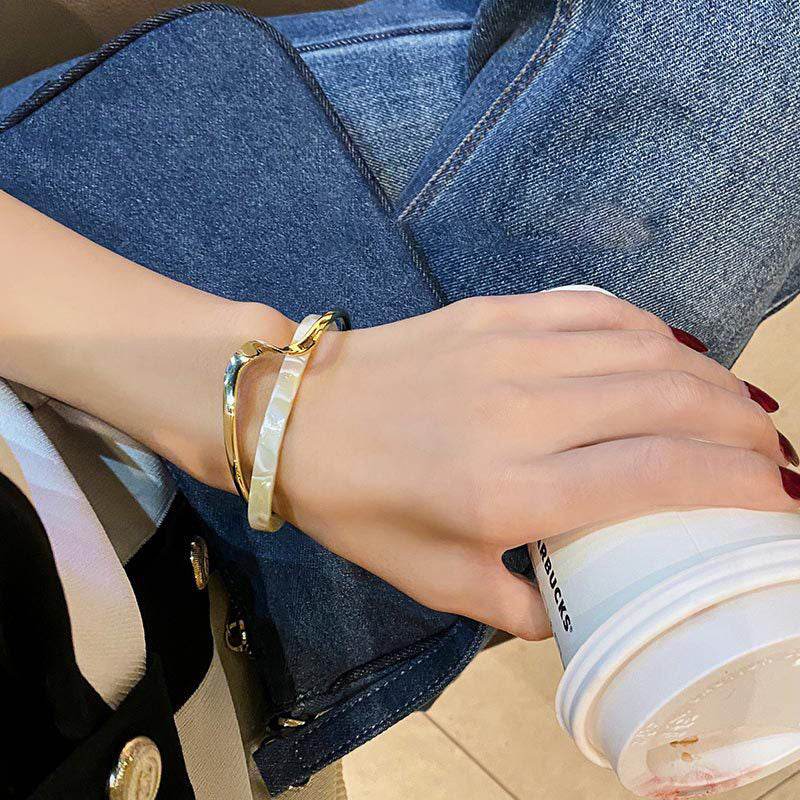 Metal White Shellfish Plate Bracelet For Women Opening Adjustable 2 Layers Design Llight Luxury Female Fashion Jewelry Gifts - ProTrendyz