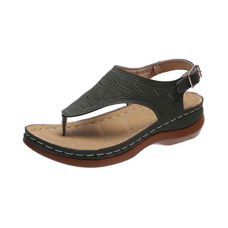 Casual Sandals Women's Wedge Heel Solid Color Flip Flop Sandals - ProTrendyz