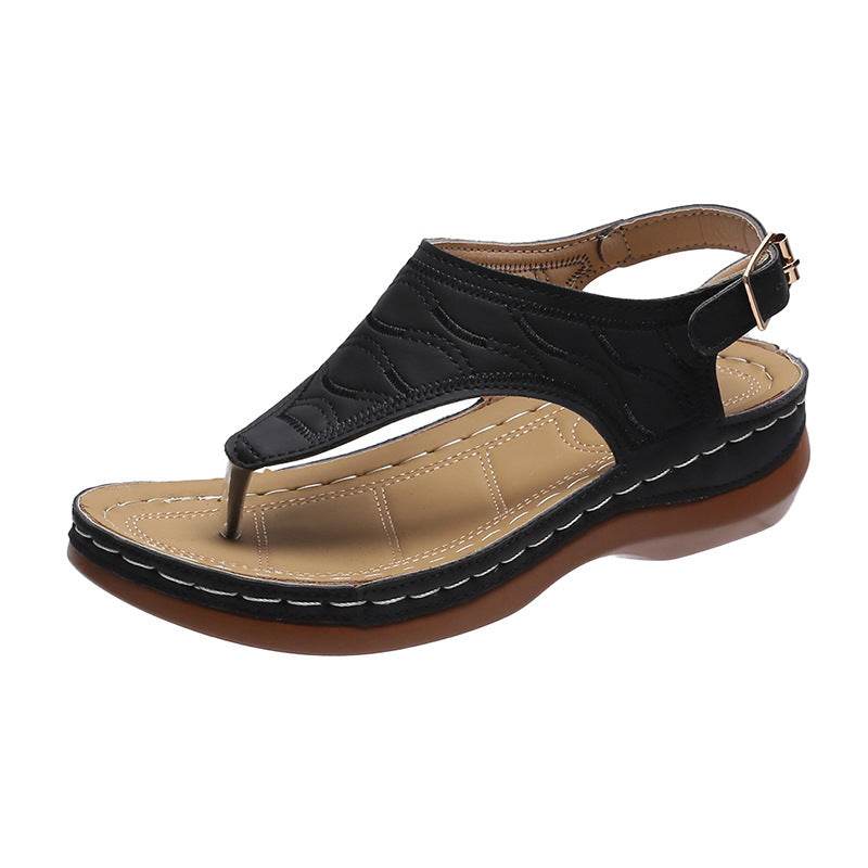 Casual Sandals Women's Wedge Heel Solid Color Flip Flop Sandals - ProTrendyz