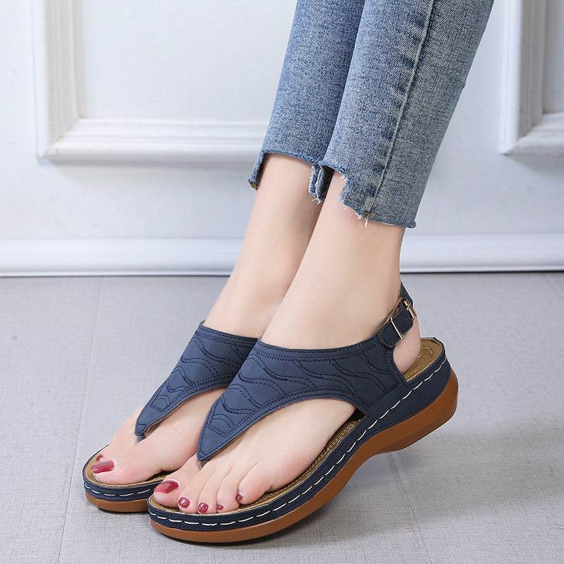 Casual Sandals Women's Wedge Heel Solid Color Flip Flop Sandals - ProTrendyz