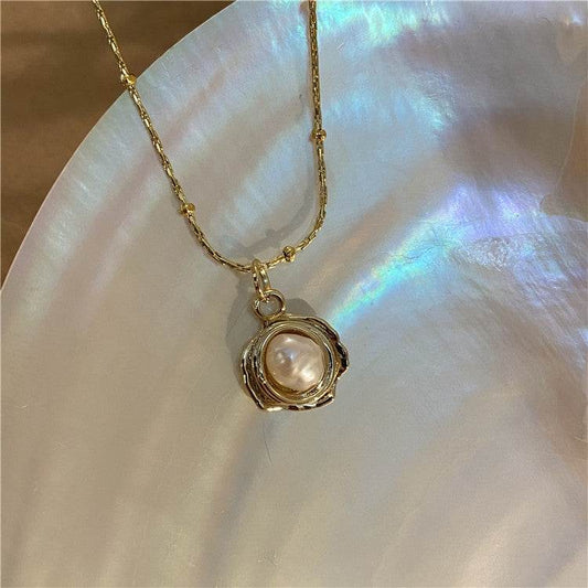 Temperament Retro Baroque Freshwater Pearl Necklace Titanium Steel Color Preservation - ProTrendyz