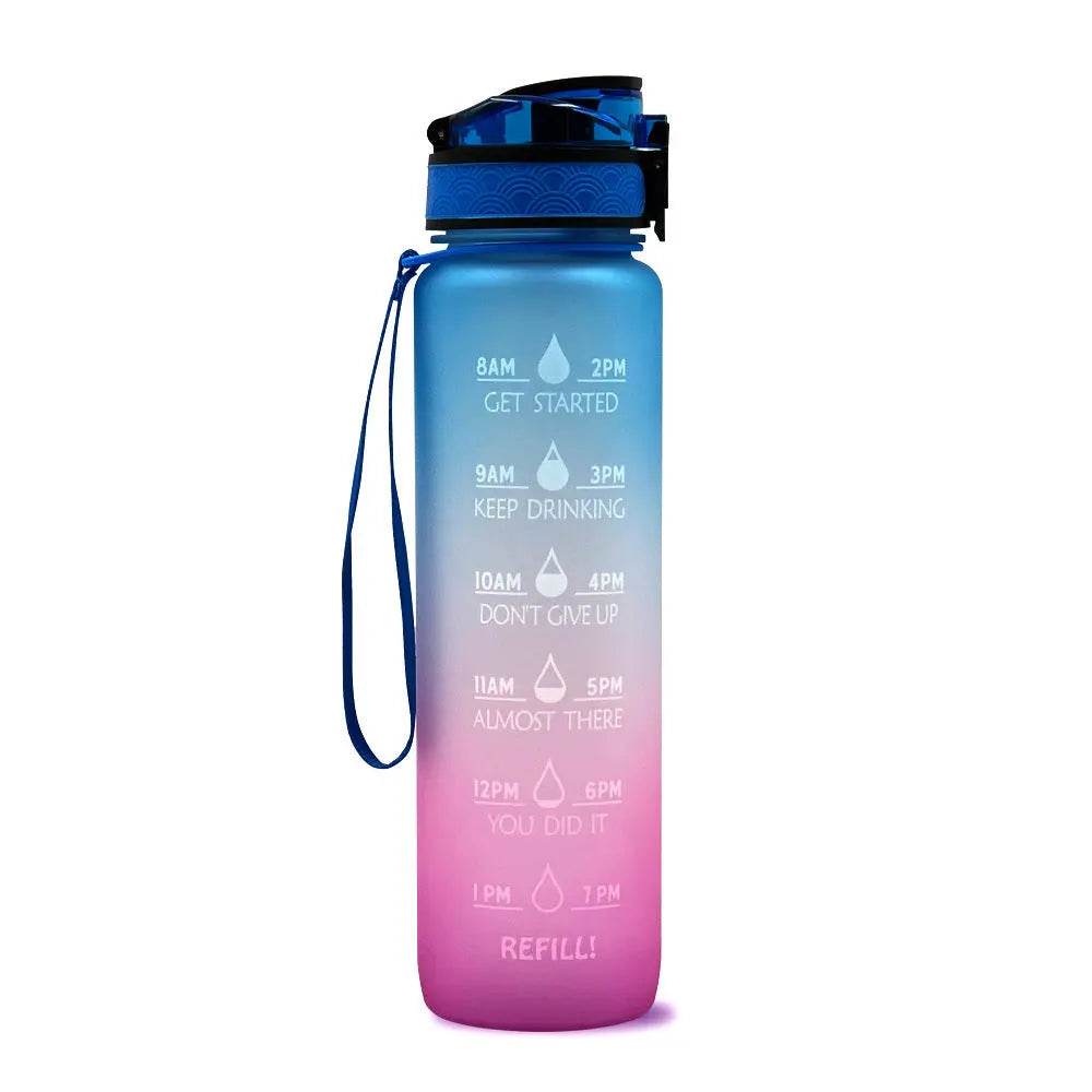1L Tritan Water Bottle With Time Marker Bounce Cover Motivational Water Bottle Cycling Leakproof Cup For Sports Fitness Bottles - ProTrendyz
