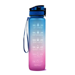 1L Tritan Water Bottle With Time Marker Bounce Cover Motivational Water Bottle Cycling Leakproof Cup For Sports Fitness Bottles - ProTrendyz