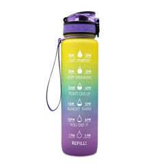 1L Tritan Water Bottle With Time Marker Bounce Cover Motivational Water Bottle Cycling Leakproof Cup For Sports Fitness Bottles - ProTrendyz