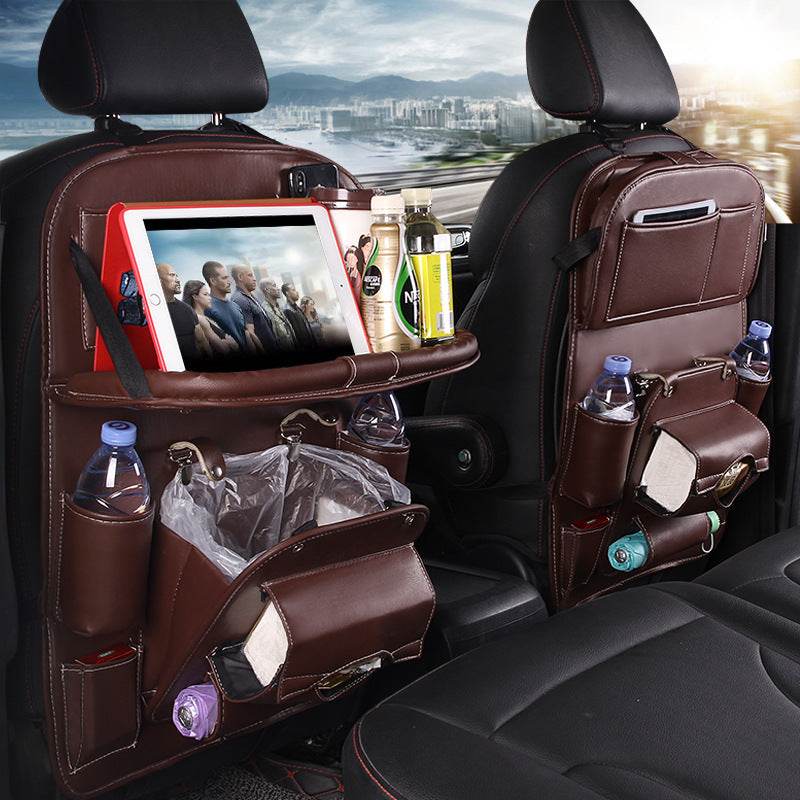 PU Leather Car Storage Bag Multifunction Seat Back Tray Hanging Bag Waterproof Car Organizer Automotive Interior Accessories - ProTrendyz