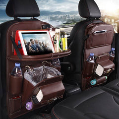 PU Leather Car Storage Bag Multifunction Seat Back Tray Hanging Bag Waterproof Car Organizer Automotive Interior Accessories - ProTrendyz