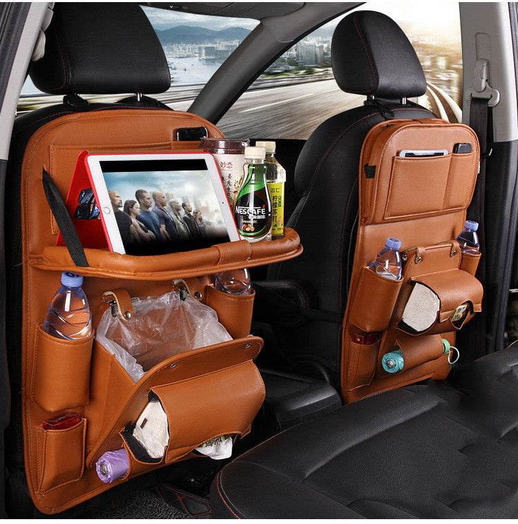 PU Leather Car Storage Bag Multifunction Seat Back Tray Hanging Bag Waterproof Car Organizer Automotive Interior Accessories - ProTrendyz