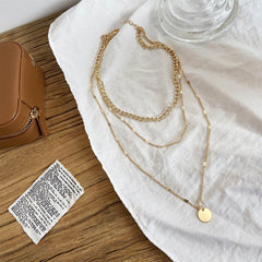Women's Multilayer Necklace Ins Fashion Disc Pendant Clavicle Necklace Chains Personality Jewelry - ProTrendyz