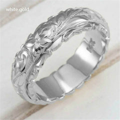 Gold Suspended Carved Rose Flower Ring - ProTrendyz