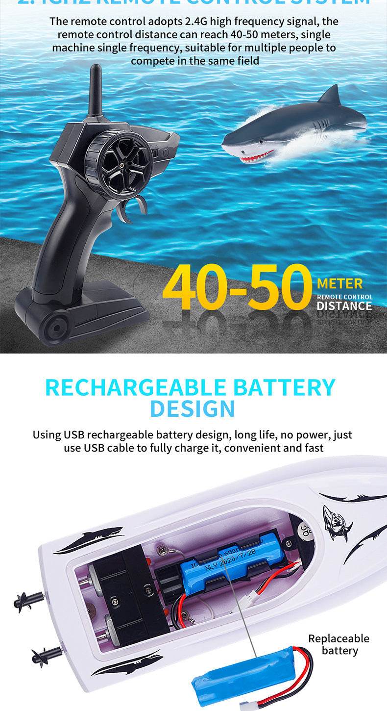 New Electric Shark RC Boat Vehicles Waterproof Swimming Pool Simulation Model Toys 2 In 1 High-speed Remote Control Boat - ProTrendyz