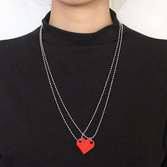 Valentines Day Gift New Jewelry Heart Necklace Love Stitching Acrylic Couple Necklace Valentines Jewelry - ProTrendyz