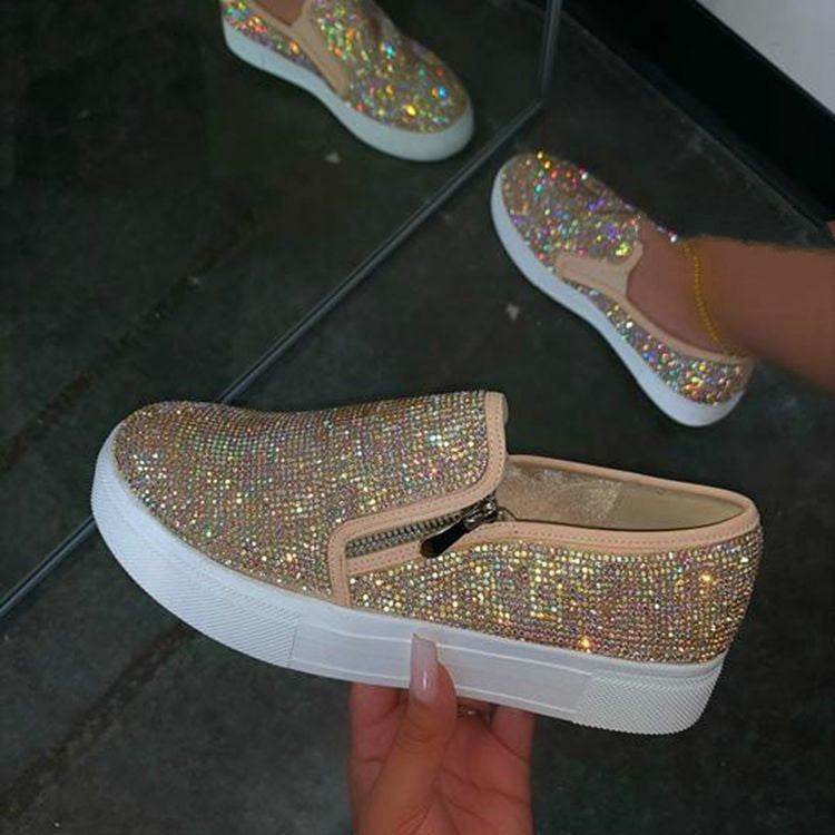 Large Size Rhinestone Flat Casual Single Shoes One Pedal Lazy Shoes - ProTrendyz