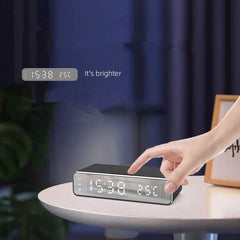 Electric Wireless Phone Charger, Clock, HD Thermometer, Mirror, Clock with Charger Smart Convenient - ProTrendyz