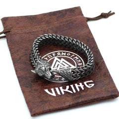 Bracelet Men Stainless Steel Vintage Black Wolf Head Cuban Chain Hand Wristband Male Fashion Jewelry Wholesale Accessories Gifts - ProTrendyz