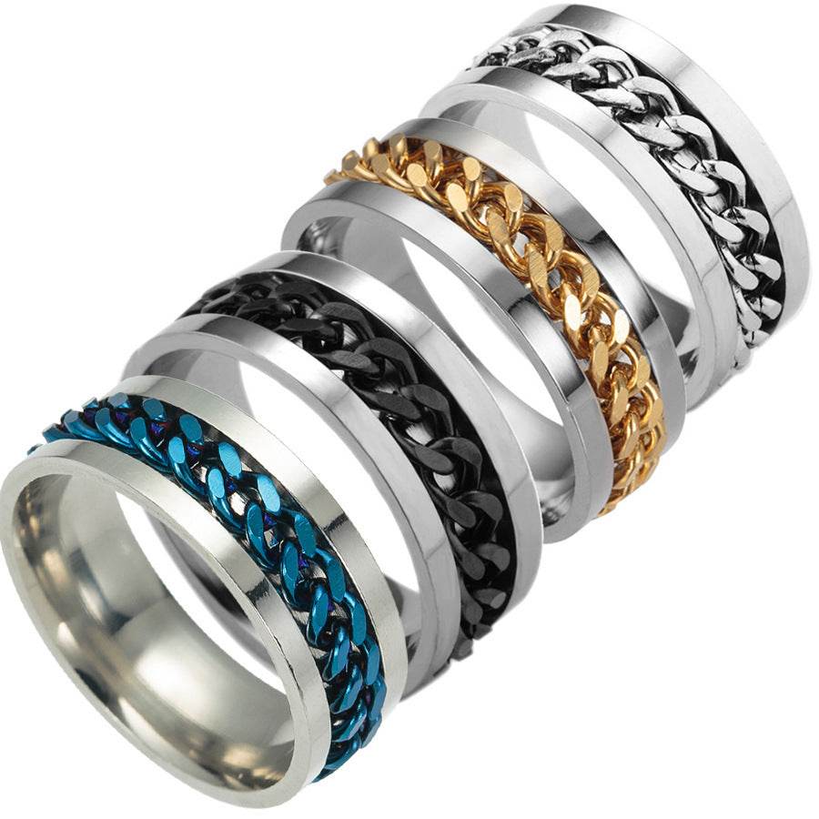 Stainless Steel Spinner Ring Beer Corkscrew Artifact Fashion Simple Heterosexual Rings Casual Men And Women Jewelry Bague Femme - ProTrendyz