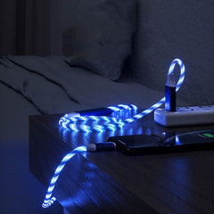 3 In 1 Micro USB Type C Cable LED Flowing Light Type C Chager Cable Mobile Phone Charging Wire - ProTrendyz