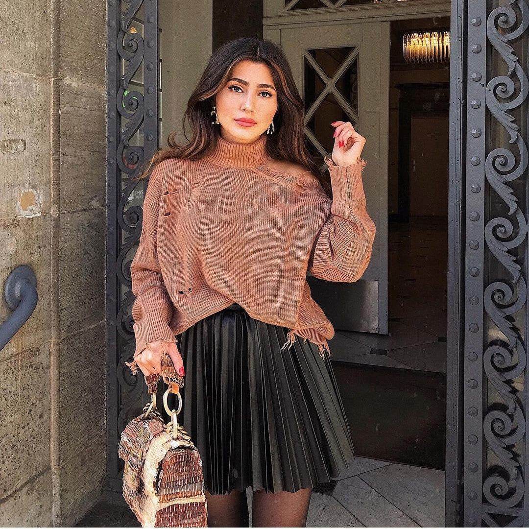 Draped Pleated Knitted Mini Skirts Women Winter Short Skirt - ProTrendyz