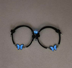 Fashion Blue Luminous Butterfly Necklace Bracelet Set For Glow In The Dark Women Clavicle Chain Choker Party Jewelry Set Gift - ProTrendyz