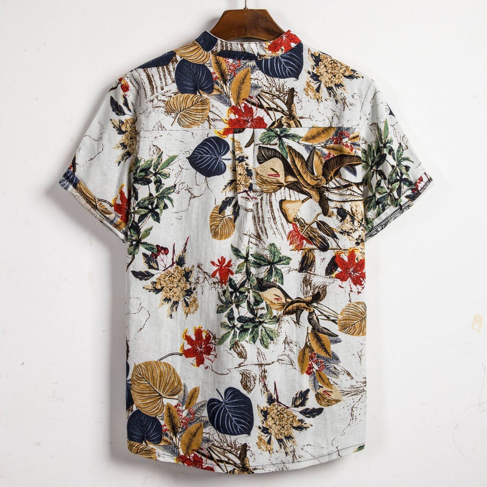 Slim shirt men contrast color printing shirt men - ProTrendyz