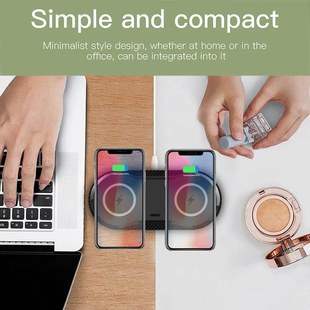 Wireless Compact Minimalist Charger Dual Mobile Phone Charger - ProTrendyz
