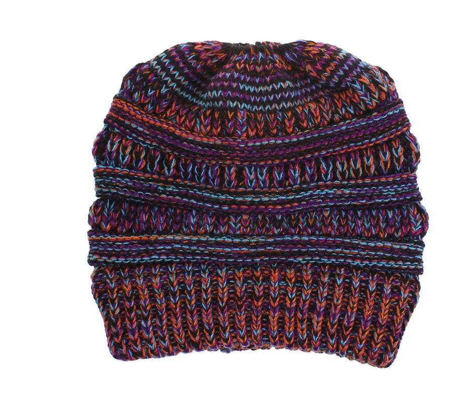 Mixed Color Knitted Wool Hat Ladies Non-labeled Ponytail Hat - ProTrendyz
