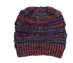 Mixed Color Knitted Wool Hat Ladies Non-labeled Ponytail Hat - ProTrendyz