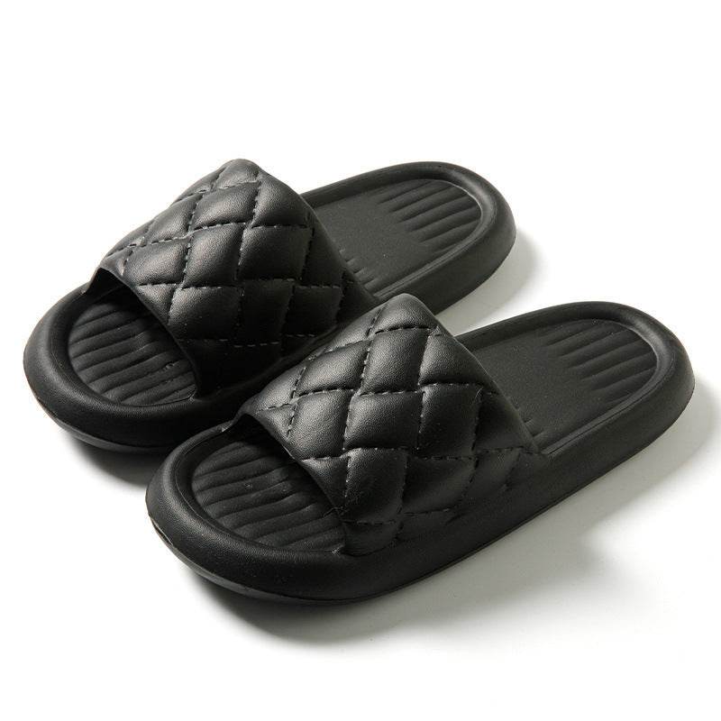 New Rhombus Home Slippers Summer Non-slip Floor Bathroom Slipper Lightweight Simple House Shoes For Women Men - ProTrendyz