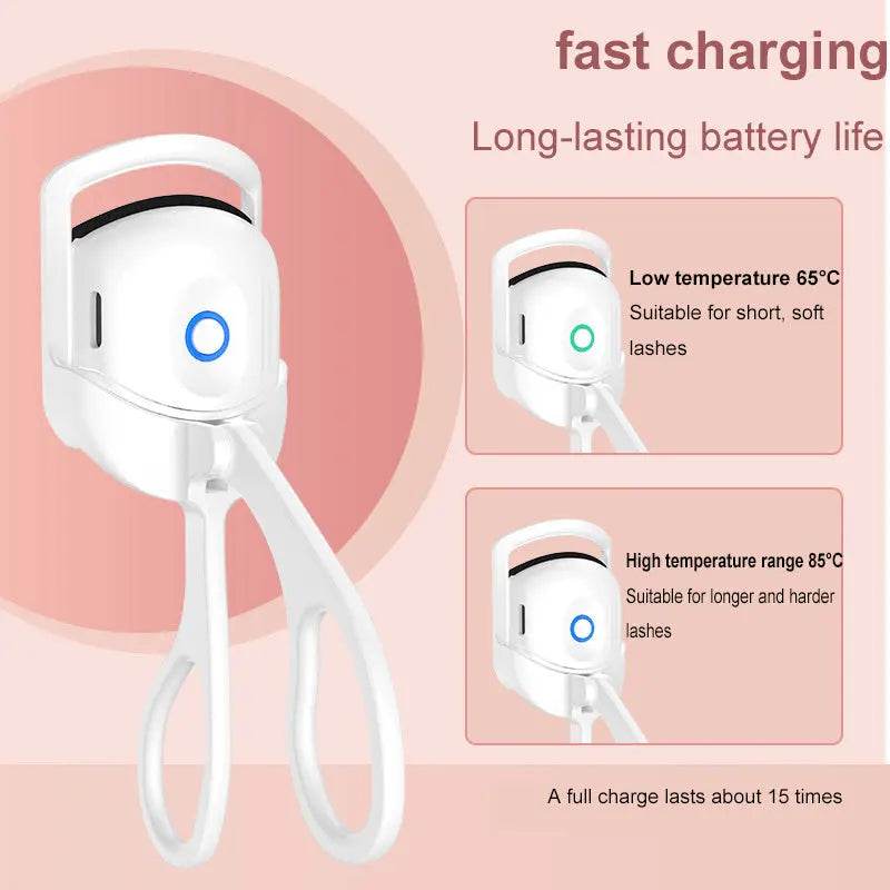 Eyelash Curler Portable Electric Heated Comb Eye Lash Long Lasting Eyelashes Curls Thermal Eyelash Curler Makeup Tools Heated Eyelash Curlers,Rechargeable Electric Eyelash Curler,Handheld Eyelash Heat - ProTrendyz
