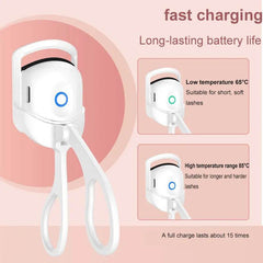 Eyelash Curler Portable Electric Heated Comb Eye Lash Long Lasting Eyelashes Curls Thermal Eyelash Curler Makeup Tools Heated Eyelash Curlers,Rechargeable Electric Eyelash Curler,Handheld Eyelash Heat - ProTrendyz
