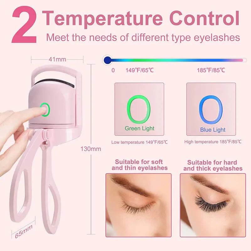 Eyelash Curler Portable Electric Heated Comb Eye Lash Long Lasting Eyelashes Curls Thermal Eyelash Curler Makeup Tools Heated Eyelash Curlers,Rechargeable Electric Eyelash Curler,Handheld Eyelash Heat - ProTrendyz
