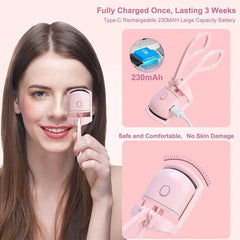 Eyelash Curler Portable Electric Heated Comb Eye Lash Long Lasting Eyelashes Curls Thermal Eyelash Curler Makeup Tools Heated Eyelash Curlers,Rechargeable Electric Eyelash Curler,Handheld Eyelash Heat - ProTrendyz