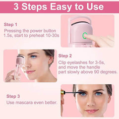 Eyelash Curler Portable Electric Heated Comb Eye Lash Long Lasting Eyelashes Curls Thermal Eyelash Curler Makeup Tools Heated Eyelash Curlers,Rechargeable Electric Eyelash Curler,Handheld Eyelash Heat - ProTrendyz