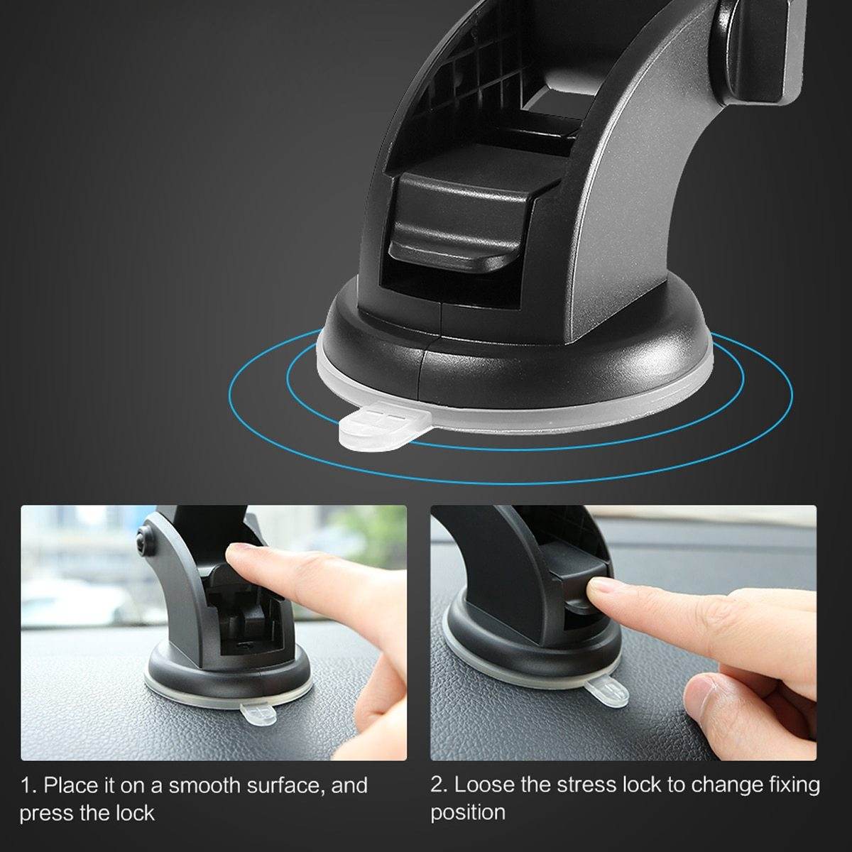Car Phone Holder Long Rod Telescopic Car Dashboard Suction Cup Type ProTrendyz