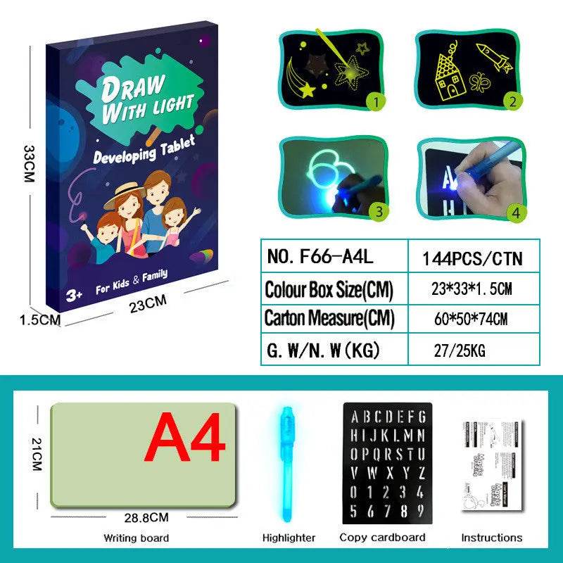 Educational Toy Drawing Pad 3D Magic 8 Light Effects Puzzle Board Sketchpad US - ProTrendyz