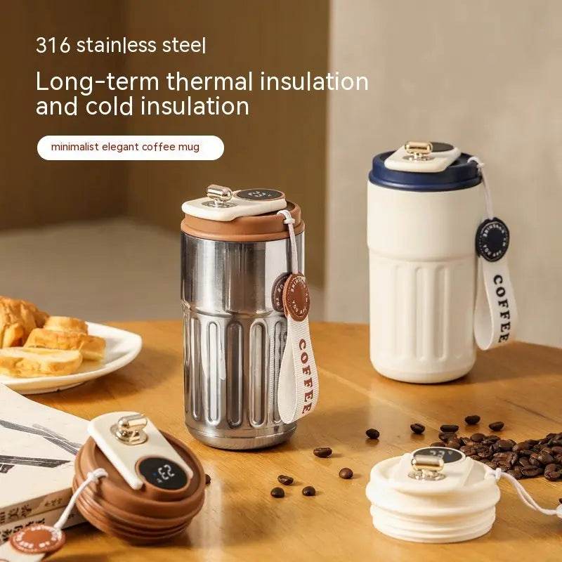 Smart Digital Thermal Bottle Portable Coffee Mug Stainless Steel Water Bottle In-Car Insulated Cup Keep Cold Vacuum Flasks 450ml - ProTrendyz