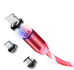 3 in 1 Upgraded Charging Cable Compatible with Apple, Flowing Ligh Magnetic Streamer Data Line Cable for Iphone Android Typec US - ProTrendyz