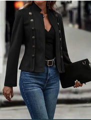 Solid Short Jacket Double Breasted Decorative Design Fashion Retro Suede Long Sleeve Outwear Tops Coat For Womens Clothing - ProTrendyz