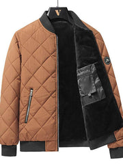Fashion Rhombic-sewing Design Cotton Coat Winter Warm Thickened Baseball Jacket Casual Solid Color Outwear Clothing For Men - ProTrendyz