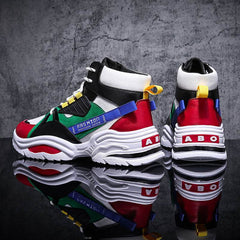 Men's Lace-up Color-matching Sneakers Fashion High-top Height-increasing Casual Shoes - ProTrendyz