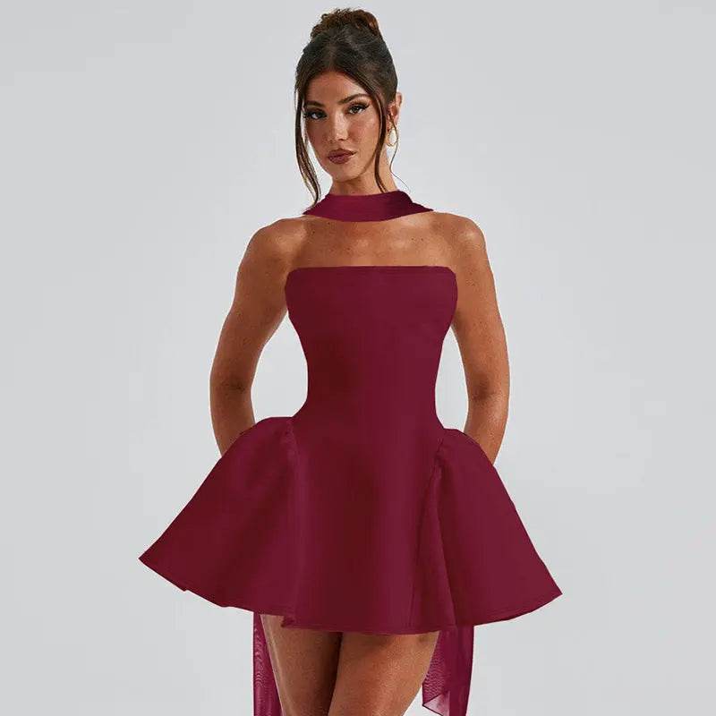 Sexy Tube Top Dress With Back Zipper Design Ins Fashion Short Dress For Party Clothing Women - ProTrendyz