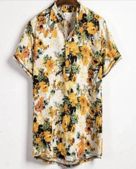 Slim shirt men contrast color printing shirt men - ProTrendyz