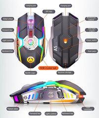 Color Wireless Gaming RGB Rechargeable Mute Button Mouse - ProTrendyz