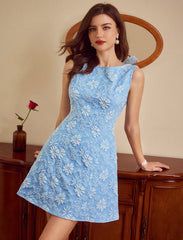 Floral Jacquard Sleeveless Dress French Minimalist Style Women's Summer Dress