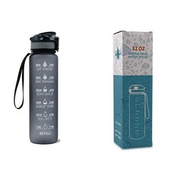 1L Tritan Water Bottle With Time Marker Bounce Cover Motivational Water Bottle Cycling Leakproof Cup For Sports Fitness Bottles - ProTrendyz