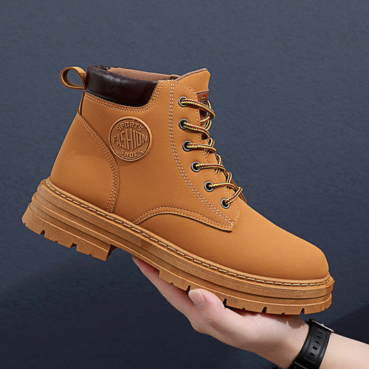 Mens Winter Boots Chunky Mid Heel Shoes Fashion Ankle Boots ProTrendyz
