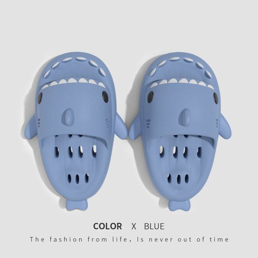 Shark Slippers With Drain Holes Shower Shoes For Women Quick Drying Eva Pool Shark Slides Beach Sandals With Drain Holes - ProTrendyz