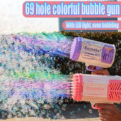Bubble Gun Rocket 69 Holes Soap Bubbles Machine Gun Shape Automatic Blower With Light Toys For Kids Pomperos - ProTrendyz