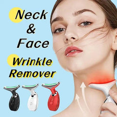 Neck Face Beauty Device Colorful LED Photon Therapy Skin Tighten Reduce Double Chin Anti Wrinkle Remove Lifting Massager - ProTrendyz