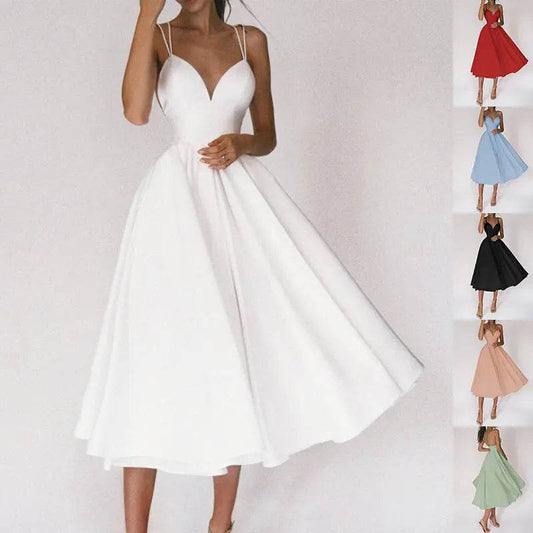 Sexy V-neck Suspender Dress Summer Fashion A-Line Long Dresses For Women - ProTrendyz