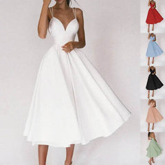 Sexy V-neck Suspender Dress Summer Fashion A-Line Long Dresses For Women - ProTrendyz
